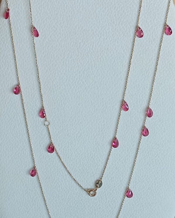 Colar Ponto Luz Rosa, em Ouro 9KT