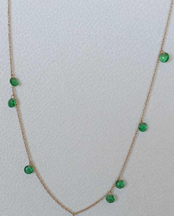 Colar Ponto Luz Verde, em Ouro 9KT