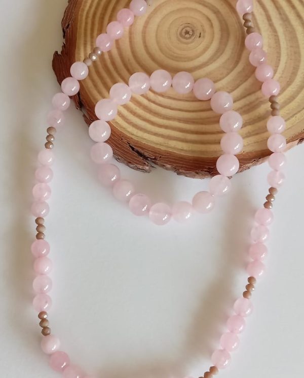 Colar em Quartzo Rosa Natural (Touro)