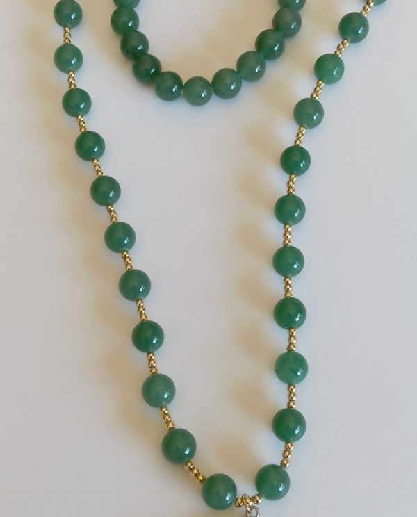 Colar em Quartzo Verde Natural (Caranguejo) com pendente de Ágata