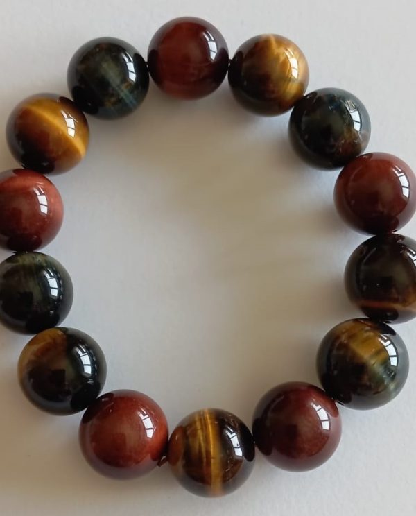 Pulseira com Contas de Olho de Tigre, Boi e Dragão