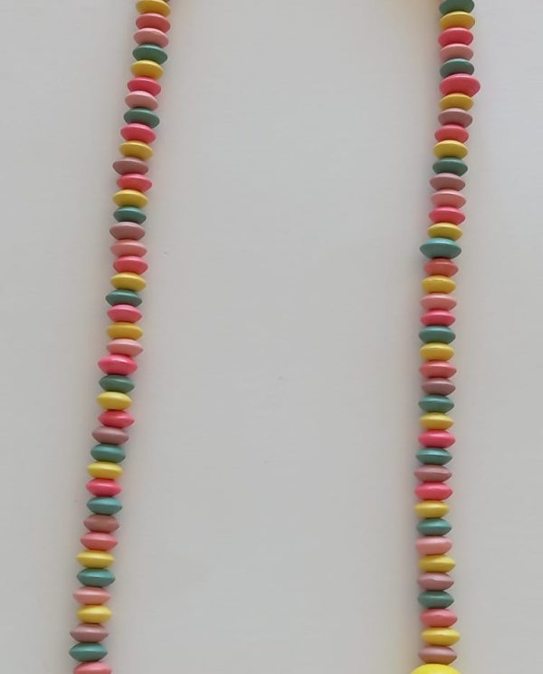 Colar com Contas Coloridas de Madeira pequenas e grandes